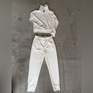 Women's Cream ScubaKnit 1/4 Zip and Pants set